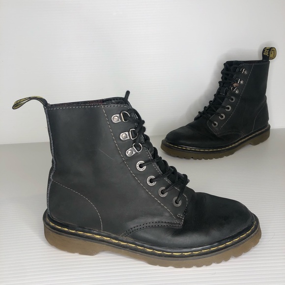 Dr. Martens Shoes - Dr Martens Leather Combat Boots Floral Dark Brown